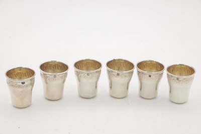 Lot 4 - A SET OF SIX FRENCH SILVER CUPS