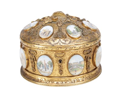 Lot 1024 - A MID 19TH CENTURY GRAND TOUR ORMOLU JEWELLERY CASKET