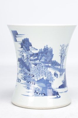 Lot 789 - A CHINESE BLUE AND WHITE PORCELAIN BRUSH POT