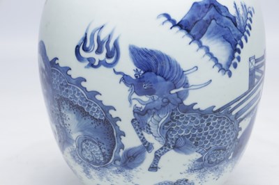 Lot 756 - A CHINESE BLUE AND WHITE PORCELAIN JAR AND COVER