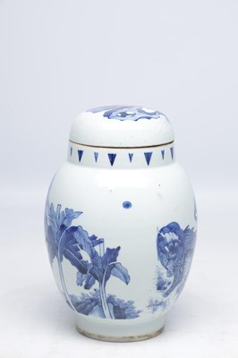 Lot 756 - A CHINESE BLUE AND WHITE PORCELAIN JAR AND COVER