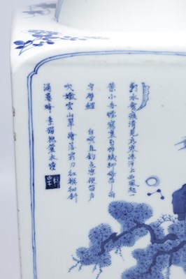 Lot 707 - A CHINESE BLUE AND WHITE PORCELAIN SQUARE VASE