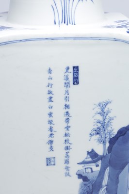Lot 707 - A CHINESE BLUE AND WHITE PORCELAIN SQUARE VASE