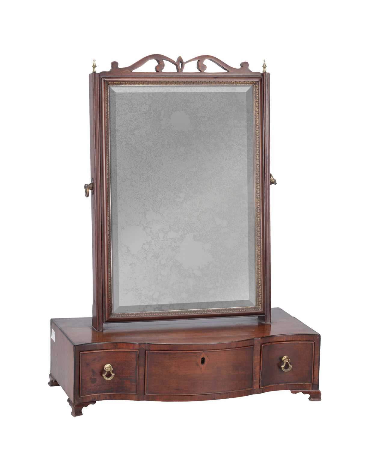 Lot 1512 - A REGENCY MAHOGANY TOILET MIRROR GILLOWS STYLE WITH SERPENTINE BASE
