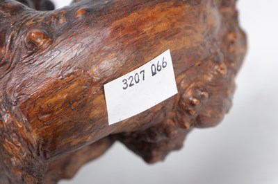 Lot 729 - A MEIJI PERIOD JAPANESE BRONZE CROW ON ROOTWOOD BASE