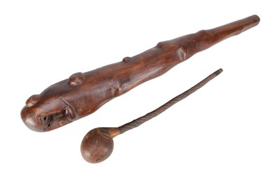 Lot 737 - TWO AFRICAN CARVED WOOD CLUBS