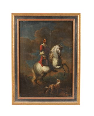Lot 954 - A 17TH CENTURY OIL ON PANEL EQUESTRIAN PORTRAIT