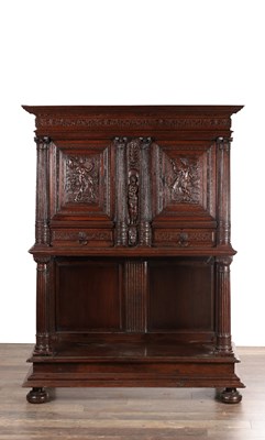 Lot 1545 - A 17TH CENTURY FRENCH OAK DRESSOIR CUPBOARD WITH POTBOARD