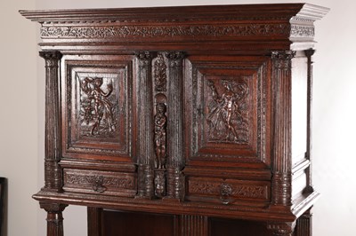 Lot 1545 - A 17TH CENTURY FRENCH OAK DRESSOIR CUPBOARD WITH POTBOARD