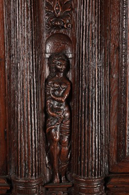 Lot 1545 - A 17TH CENTURY FRENCH OAK DRESSOIR CUPBOARD WITH POTBOARD