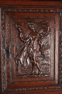Lot 1545 - A 17TH CENTURY FRENCH OAK DRESSOIR CUPBOARD WITH POTBOARD
