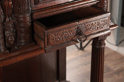Lot 1545 - A 17TH CENTURY FRENCH OAK DRESSOIR CUPBOARD WITH POTBOARD