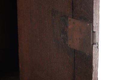 Lot 1545 - A 17TH CENTURY FRENCH OAK DRESSOIR CUPBOARD WITH POTBOARD