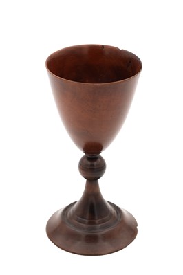 Lot 1389 - A 19TH CENTURY WALNUT TREEN GOBLET