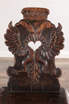 Lot 1600 - A LATE 18TH CENTURY AUSTRIAN CARVED FOLK ART SIDE CHAIR