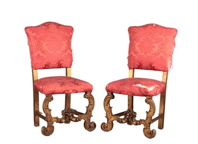 Lot 1611 - A PAIR OF CARVED GILT WOOD SIDE CHAIRS