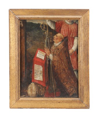 Lot 896 - A 16TH CENTURY ENGLISH OIL ON PANEL FRAGMENT DATED 1543
