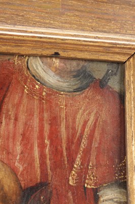 Lot 896 - A 16TH CENTURY ENGLISH OIL ON PANEL FRAGMENT DATED 1543
