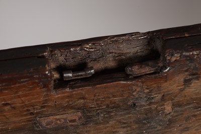 Lot 1507 - A LATE ELIZABETHAN OAK TRAY TOP COFFER