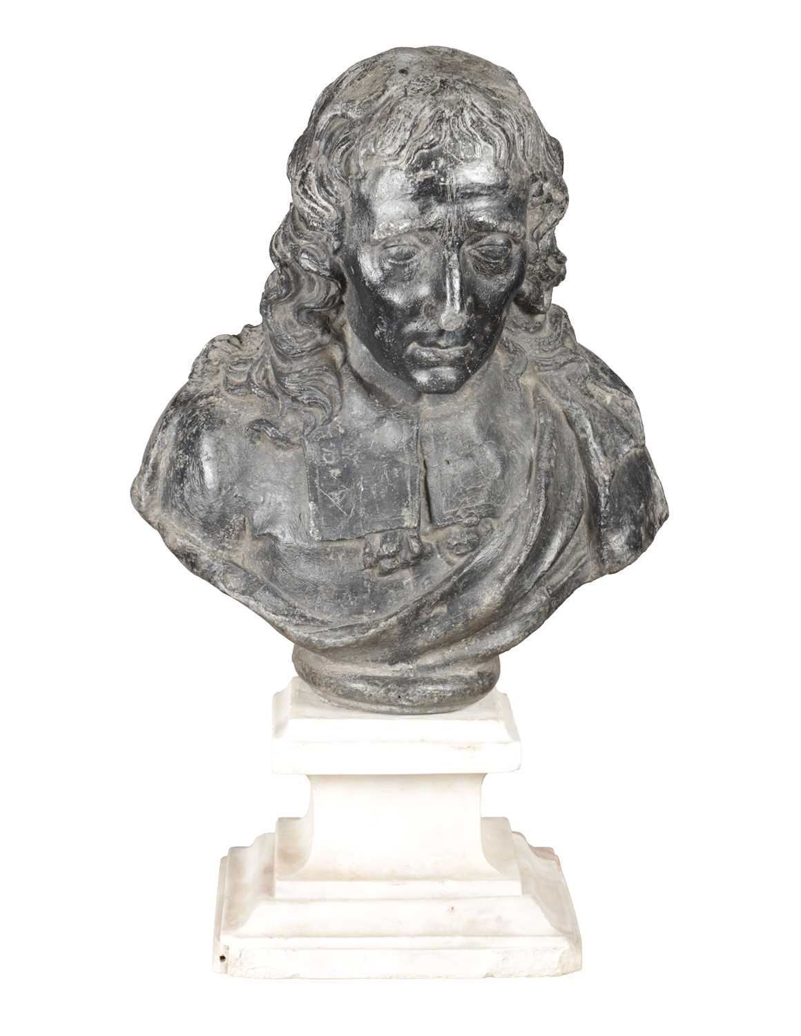 Lot 1044 - A LATE 17TH / EARLY 18TH CENTURY LEAD BUST OF JOHN MILTON