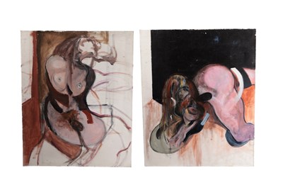 Lot 974 - A PAIR OF 20TH CENTURY OIL ON CANVAS PAINTINGS IN THE MANNER OF FRANCIS BACON