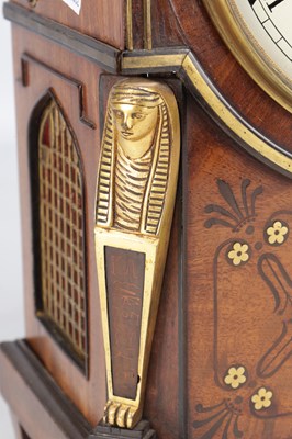 Lot 1286 - BROCKBANKS, LONDON. A REGENCY EGYPTIAN REVIVAL ORMOLU MOUNTED MAHOGANY BRACKET CLOCK