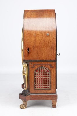 Lot 1286 - BROCKBANKS, LONDON. A REGENCY EGYPTIAN REVIVAL ORMOLU MOUNTED MAHOGANY BRACKET CLOCK