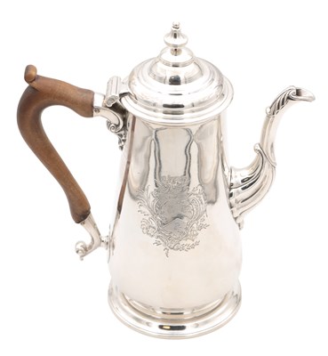 Lot 73 - A GEORGE II PROVINCIAL SILVER CHOCOLATE POT BY JOHN LANGLANDS, NEWCASTLE