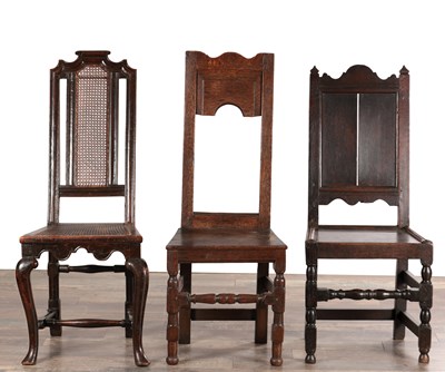 Lot 1559 - THREE 17TH CENTURY OAK HALL CHAIRS