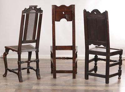 Lot 1559 - THREE 17TH CENTURY OAK HALL CHAIRS