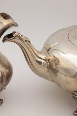 Lot 111 - AN EARLY VICTORIAN ENGLISH SILVER THREE-PIECE TEA SERVICE