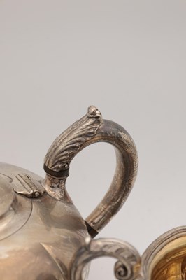 Lot 111 - AN EARLY VICTORIAN ENGLISH SILVER THREE-PIECE TEA SERVICE