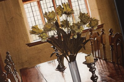 Lot 865 - MICHAEL JOHN HUNT (BRITISH B.1941) AN ACRYLIC ON PANEL STILL LIFE