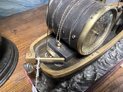 Lot 1205 - A.R. GUILMET, A LATE 19TH CENTURY FRENCH PATINATED AND GILT BRONZE INDUSTRIAL "OARSMAN" AUTOMATON CLOCK ON ROUGE MARBLE BASE