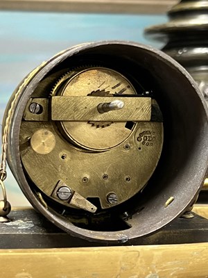 Lot 1205 - A.R. GUILMET, A LATE 19TH CENTURY FRENCH PATINATED AND GILT BRONZE INDUSTRIAL "OARSMAN" AUTOMATON CLOCK ON ROUGE MARBLE BASE
