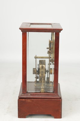 Lot 1365 - EUREKA CLOCK CO. LTD., LONDON AN EARLY 20TH CENTURY ENGLISH MAHOGANY FIVE GLASS 1000 DAY ELECTRIC MANTEL CLOCK