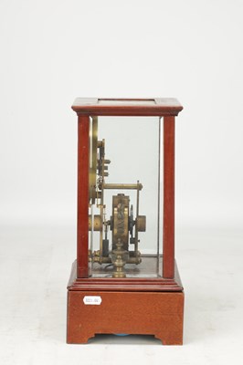 Lot 1365 - EUREKA CLOCK CO. LTD., LONDON AN EARLY 20TH CENTURY ENGLISH MAHOGANY FIVE GLASS 1000 DAY ELECTRIC MANTEL CLOCK