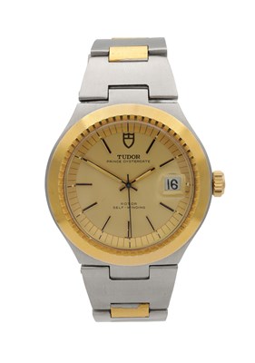 Lot 395 - A GENTLEMAN'S STEEL AND GOLD PLATED TUDOR PRINCE OYSTERDATE WRIST WATCH