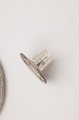 Lot 67 - A PAIR OF VICTORIAN ENGLISH SILVER CHAMBERSTICKS WITH CONICAL SNUFFERS
