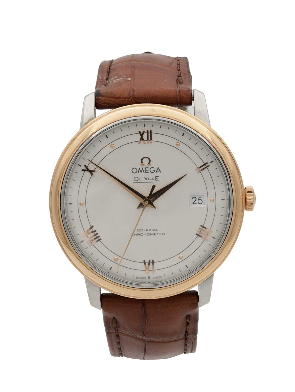 Lot 342 - A GENTLEMAN'S STEEL AND GOLD OMEGA DE VILLE PRESTIGE CO-AXIAL CHRONOMETER WRIST WATCH