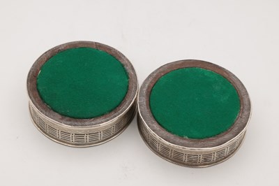 Lot 15 - A PAIR OF GEORGE III ENGLISH SILVER WINE COASTERS