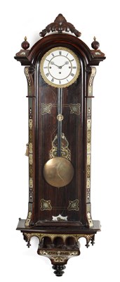 Lot 1292 - A MID 19TH CENTURY ROSEWOOD INLAID TRIPLE WEIGHT VIENNA REGULATOR CLOCK