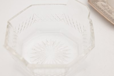 Lot 28 - A VICTORIAN ENGLISH SILVER AND CUT GLASS SERVING DISH WITH CAST STAG FINIAL