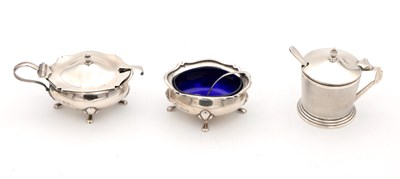 Lot 64 - A COLLECTION OF 20TH CENTURY SILVER SALTS AND A SILVER MUSTARD POT