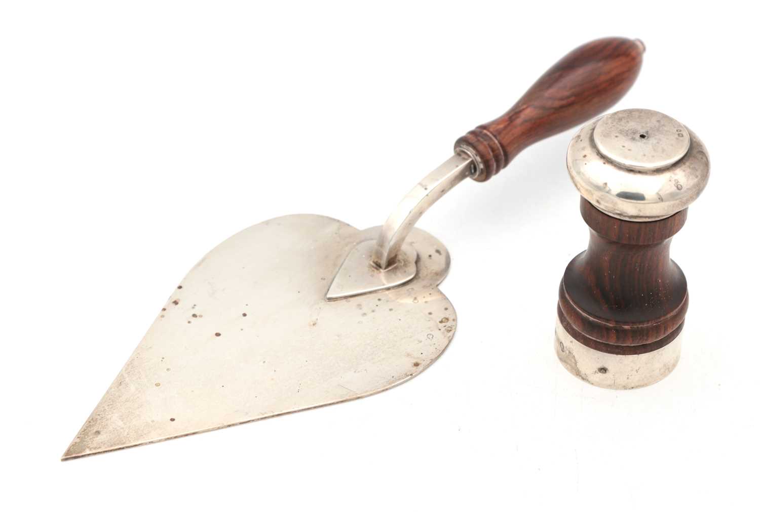 Lot 54 - TWO LATE 20TH CENTURY ENGLISH SILVER MOUNTED WOODEN ITEMS