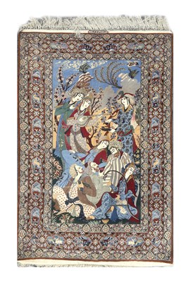 Lot 1028 - A PERSIAN ISFAHAN PICTORIAL CARPET