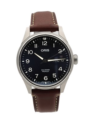 Lot 455 - A GENTLEMAN'S STAINLESS STEEL ORIS BIG CROWN PROPILOT DAY-DATE WRIST WATCH