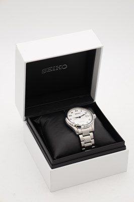 Lot 446 - A GENTLEMAN'S STAINLESS STEEL SEIKO PRESAGE AUTOMATIC WRIST WATCH