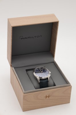 Lot 444 - A GENTLEMAN'S STAINLESS STEEL HAMILTON JAZZMASTER CHRONOGRAPH AUTOMATIC WRIST WATCH