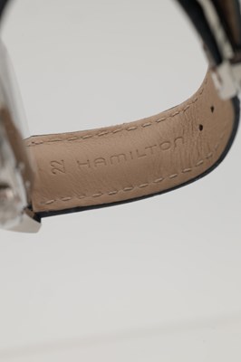 Lot 444 - A GENTLEMAN'S STAINLESS STEEL HAMILTON JAZZMASTER CHRONOGRAPH AUTOMATIC WRIST WATCH